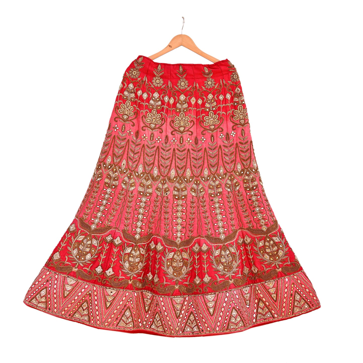 Indian Heavy Wedding Pink & Peach Raw Silk Hand Embroidered Lehenga/Skirt Designer By Manish Malhotra Bridal Wear Zardozi/ Dabka