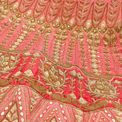 Indian Heavy Wedding Pink & Peach Raw Silk Hand Embroidered Lehenga/Skirt Designer By Manish Malhotra Bridal Wear Zardozi/ Dabka