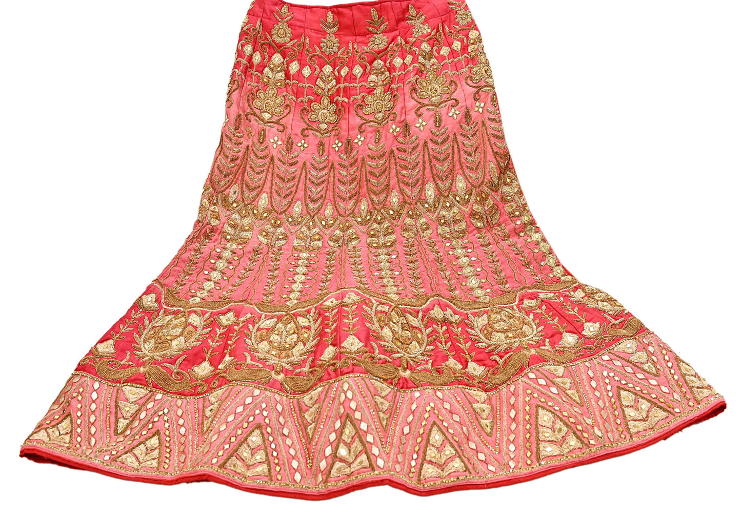 Indian Heavy Wedding Pink & Peach Raw Silk Hand Embroidered Lehenga/Skirt Designer By Manish Malhotra Bridal Wear Zardozi/ Dabka