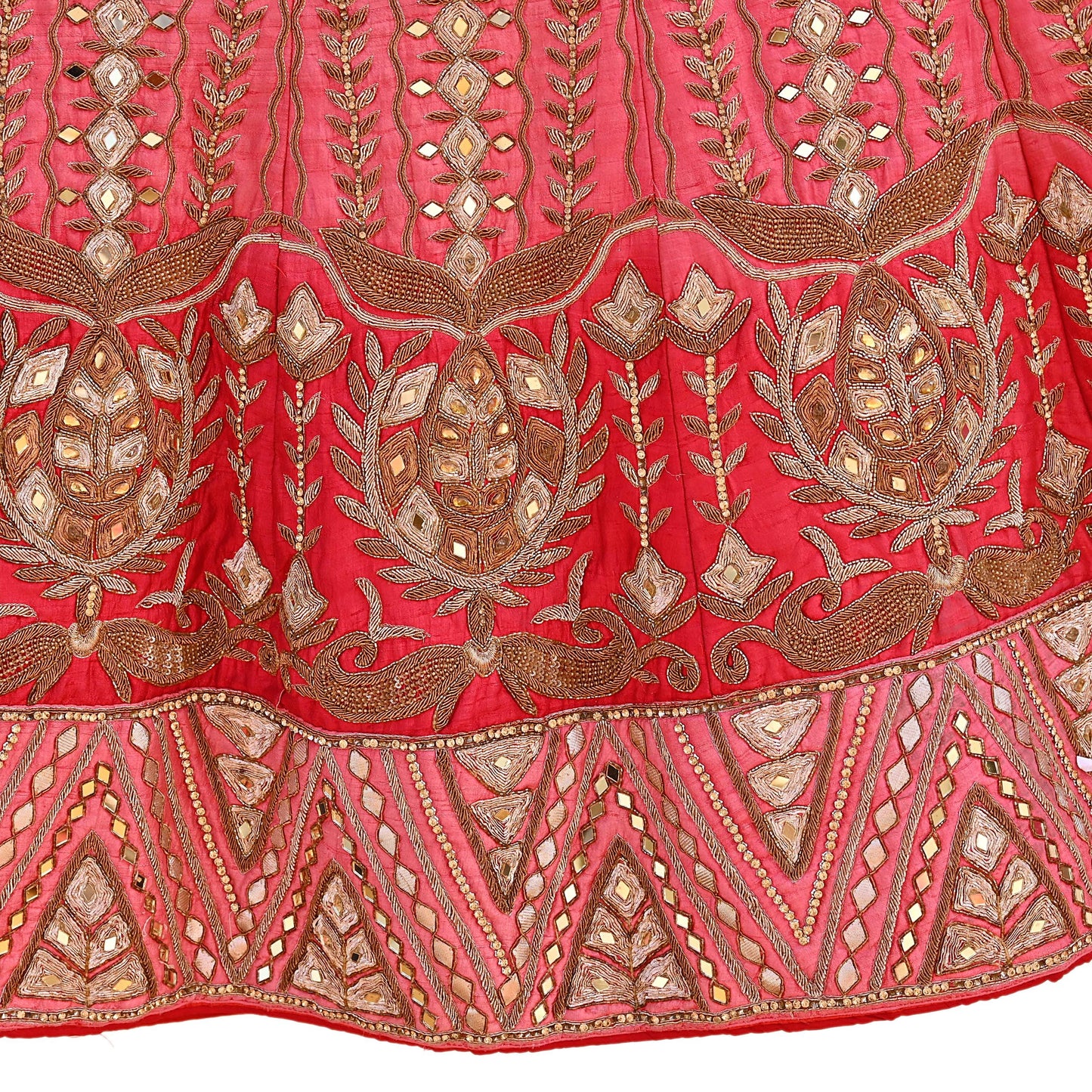 Indian Heavy Wedding Pink & Peach Raw Silk Hand Embroidered Lehenga/Skirt Designer By Manish Malhotra Bridal Wear Zardozi/ Dabka
