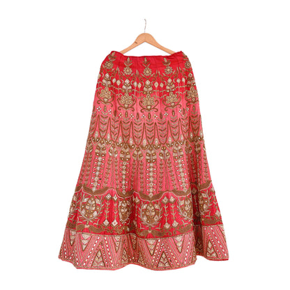 Indian Heavy Wedding Pink & Peach Raw Silk Hand Embroidered Lehenga/Skirt Designer By Manish Malhotra Bridal Wear Zardozi/ Dabka