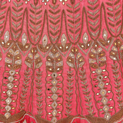 Indian Heavy Wedding Pink & Peach Raw Silk Hand Embroidered Lehenga/Skirt Designer By Manish Malhotra Bridal Wear Zardozi/ Dabka