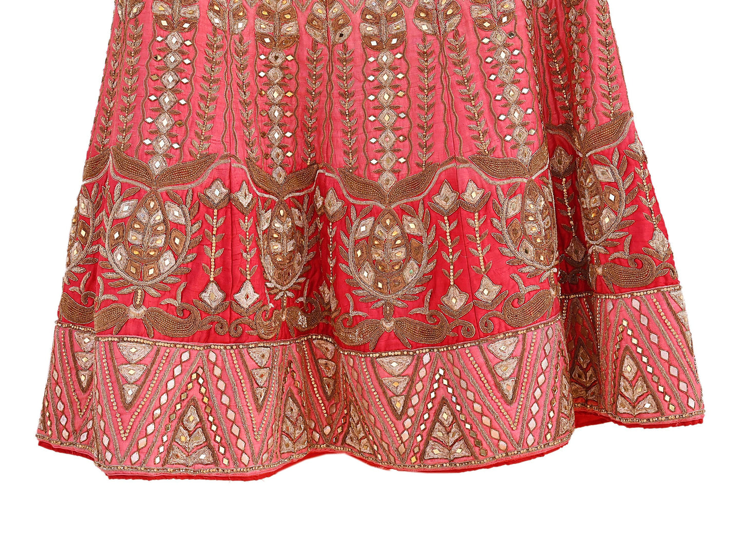 Indian Heavy Wedding Pink & Peach Raw Silk Hand Embroidered Lehenga/Skirt Designer By Manish Malhotra Bridal Wear Zardozi/ Dabka