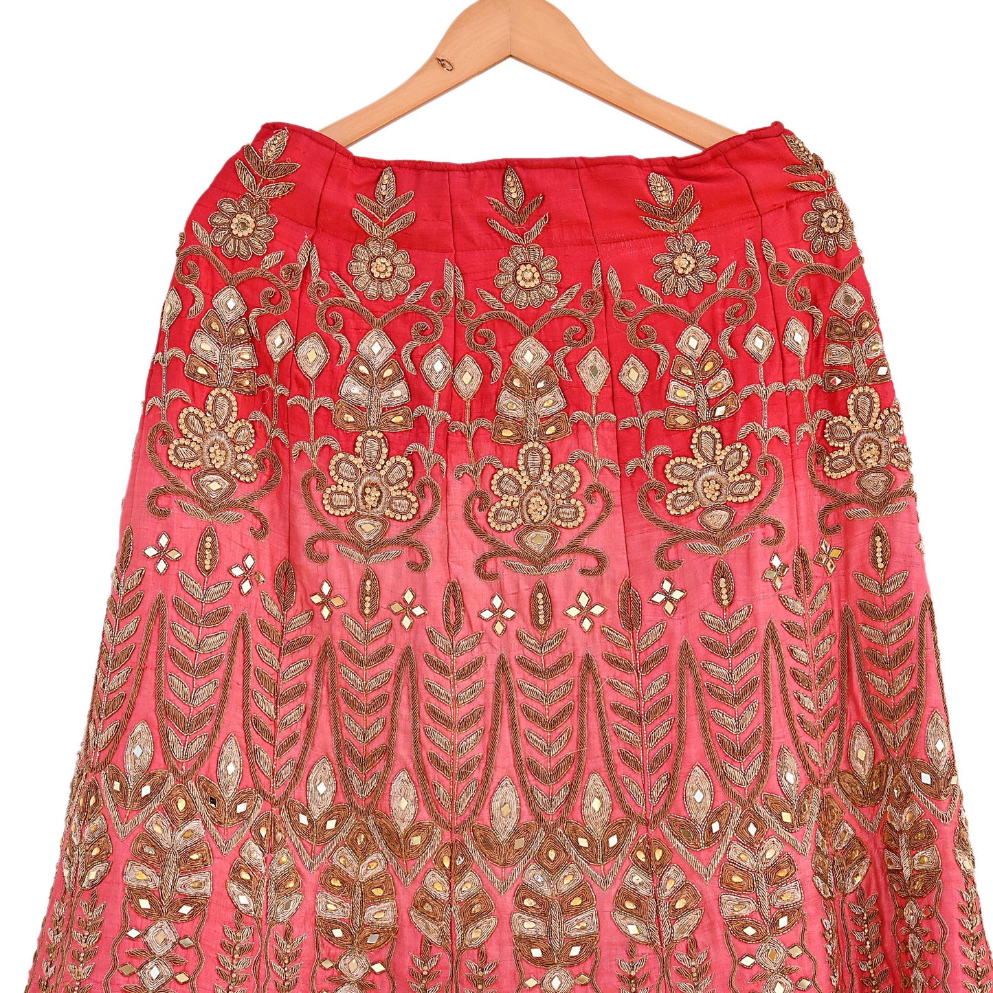Indian Heavy Wedding Pink & Peach Raw Silk Hand Embroidered Lehenga/Skirt Designer By Manish Malhotra Bridal Wear Zardozi/ Dabka