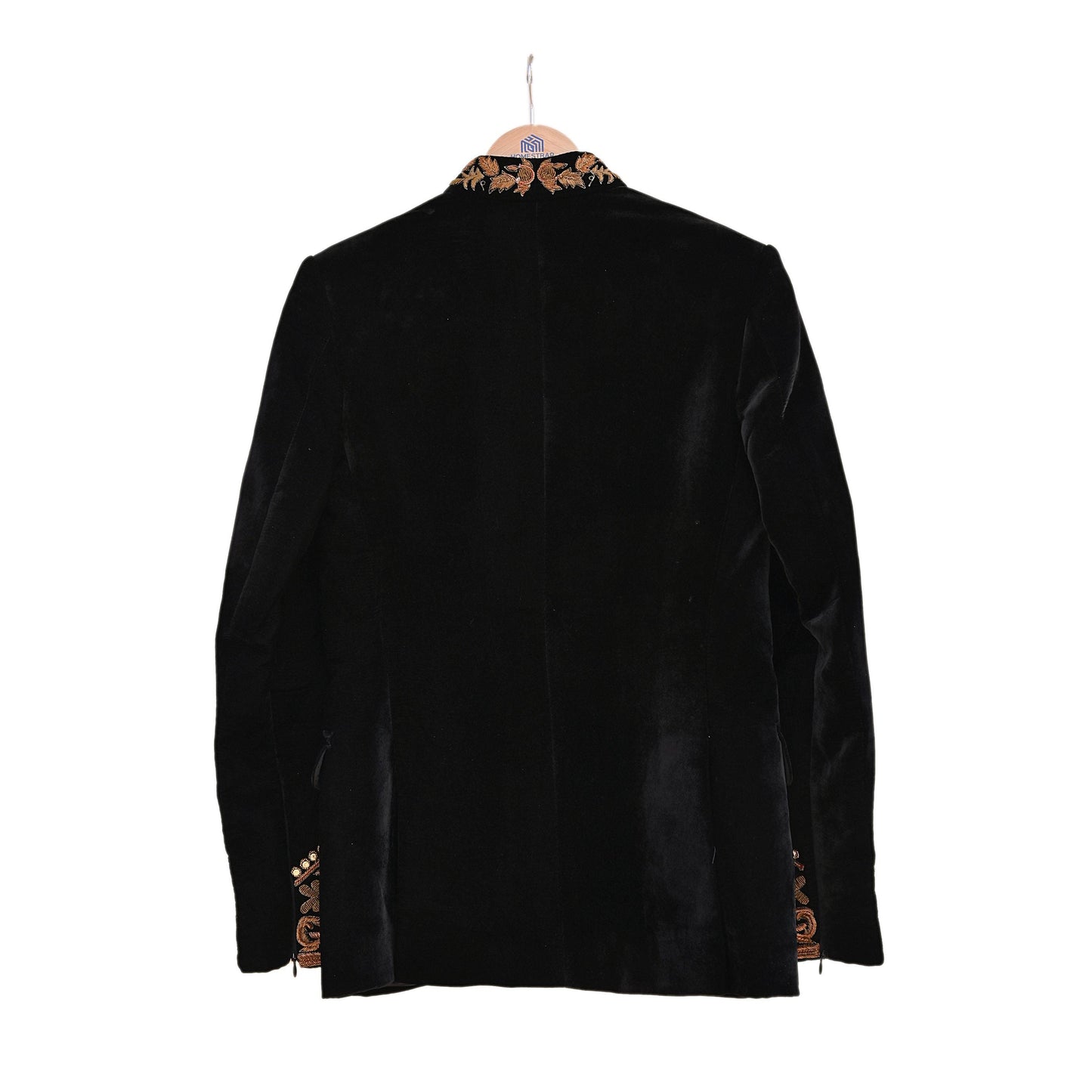 Indian Black Velvet Bandhgala Coat for Men, Royal Embroidered Wedding Sherwani Jacket, Designer Evening Blazer Pre-Owned