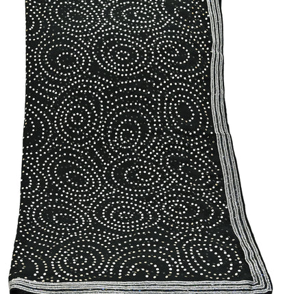 Indian Vintage Heavy Black Dupatta Pure Georgette silk Long Stole Hand Embroidered Mukesh Stole Scarf Scarves Veil