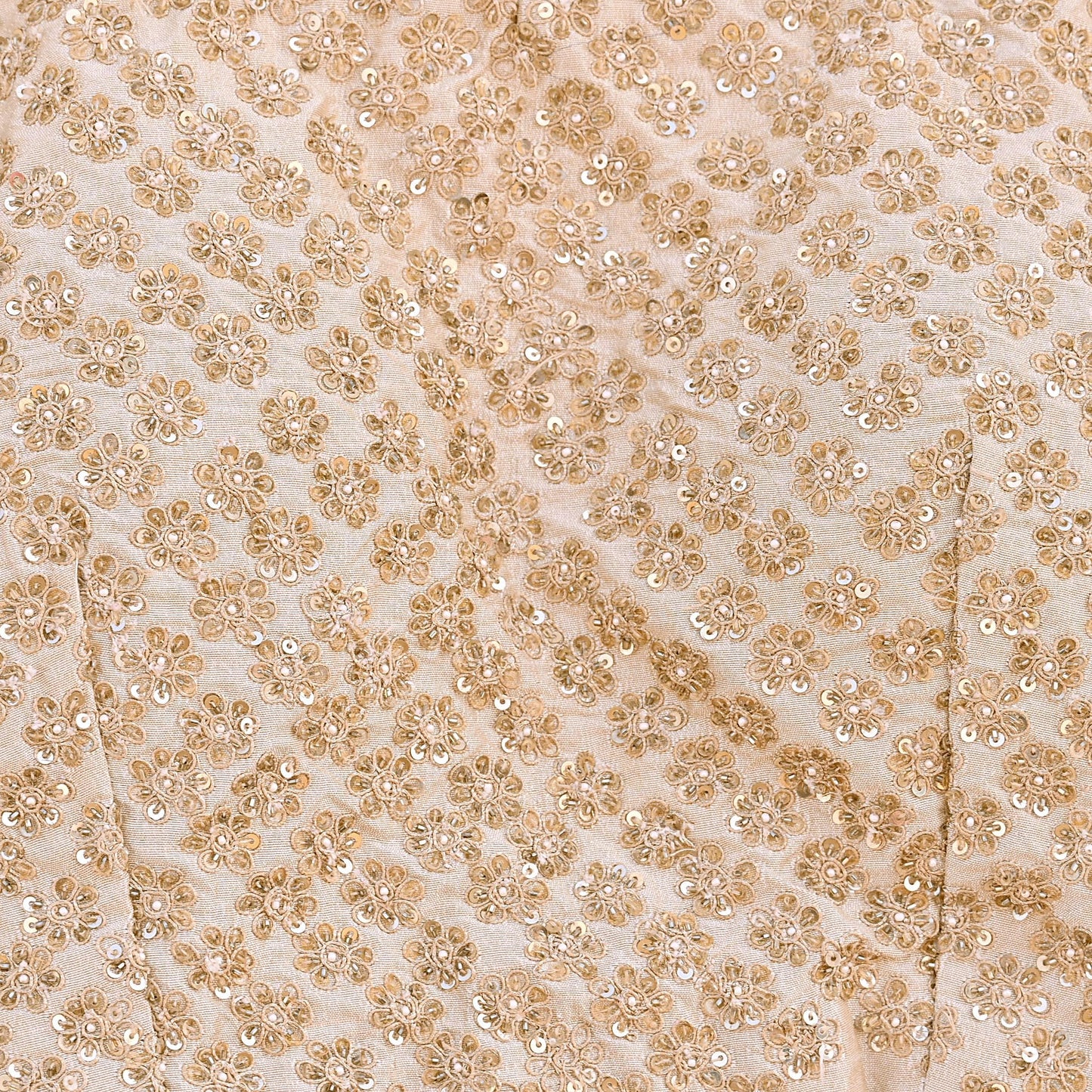 Indian Pre-owned Beige Raw Silk Hand Embroidered By Designer Abu Jani Blouse/Top/Crop 34 M Size Party wear Bollywood