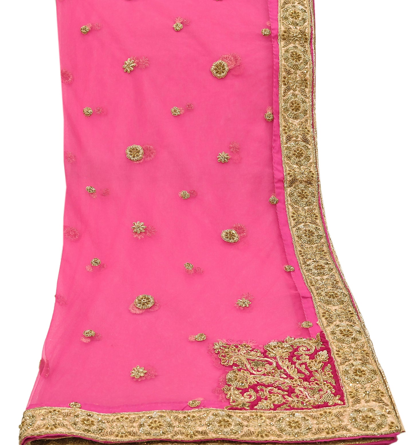 Indian Vintage Heavy Wedding pink Net/Mesh/ Velvet Hand Embroidered Dupatta Designer By Manish Malhotra Bridal Wear Zardozi Veil Hijab