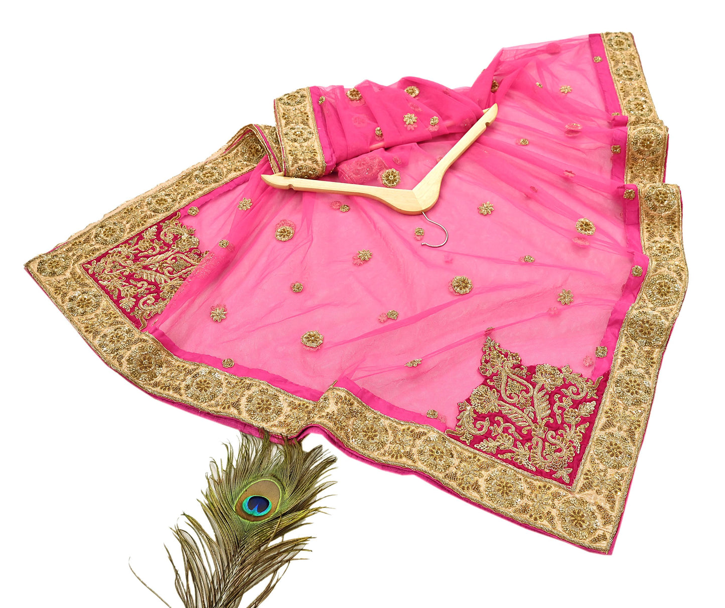 Indian Vintage Heavy Wedding pink Net/Mesh/ Velvet Hand Embroidered Dupatta Designer By Manish Malhotra Bridal Wear Zardozi Veil Hijab