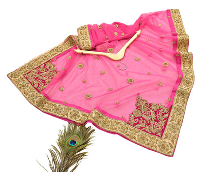 Indian Vintage Heavy Wedding pink Net/Mesh/ Velvet Hand Embroidered Dupatta Designer By Manish Malhotra Bridal Wear Zardozi Veil Hijab