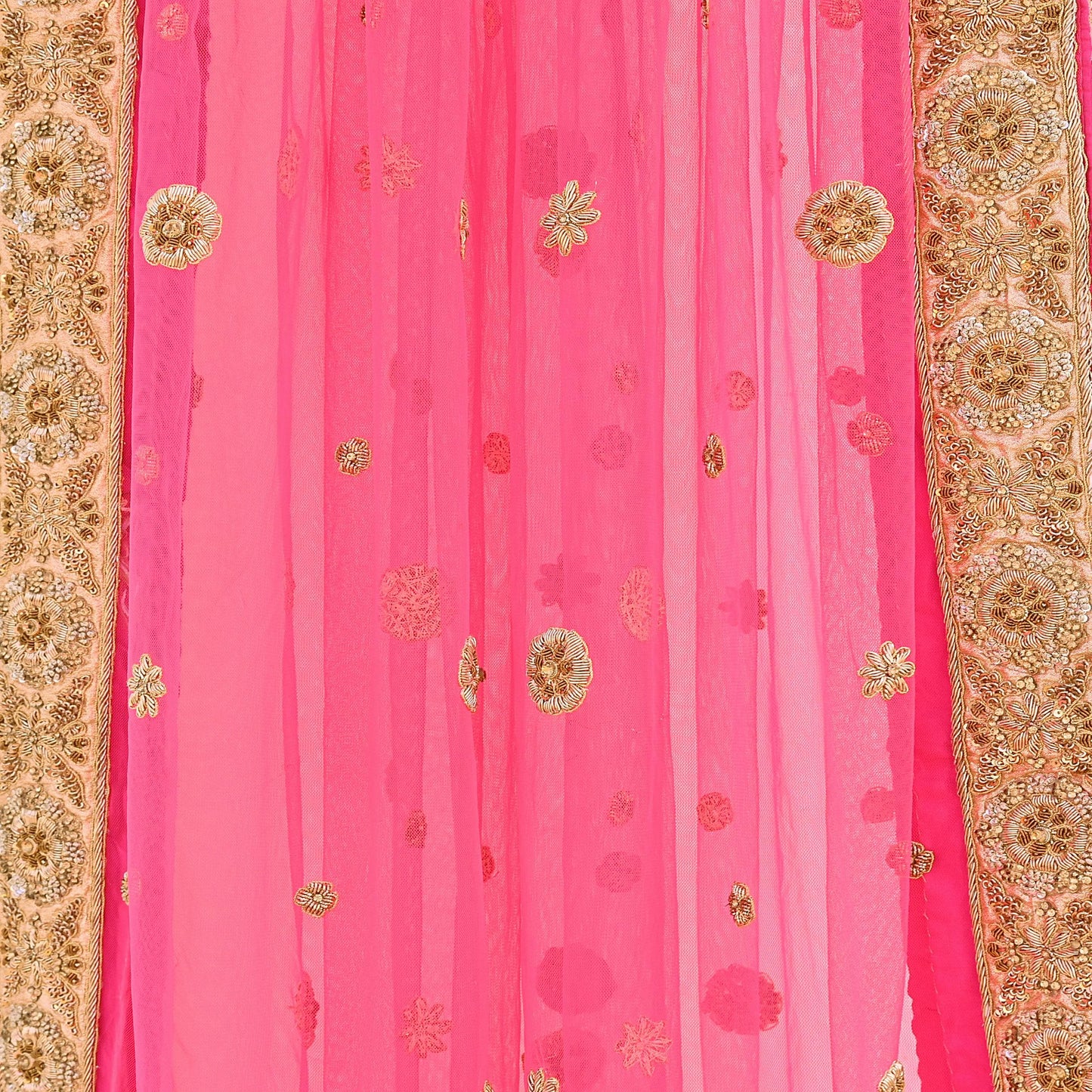 Indian Vintage Heavy Wedding pink Net/Mesh/ Velvet Hand Embroidered Dupatta Designer By Manish Malhotra Bridal Wear Zardozi Veil Hijab