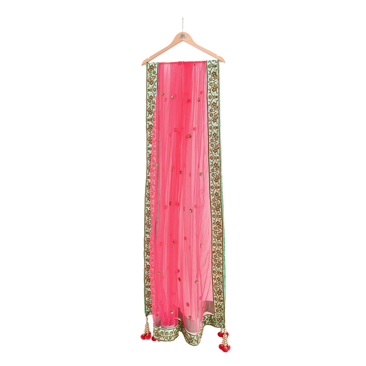 Indian Heavy Wedding Dupatta Pink Net Long Stole Hand Embroidered By Designer Sabyasachi Scarves Zardozi Bridal Veil