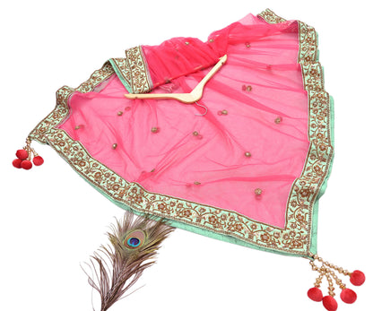 Indian Heavy Wedding Dupatta Pink Net Long Stole Hand Embroidered By Designer Sabyasachi Scarves Zardozi Bridal Veil
