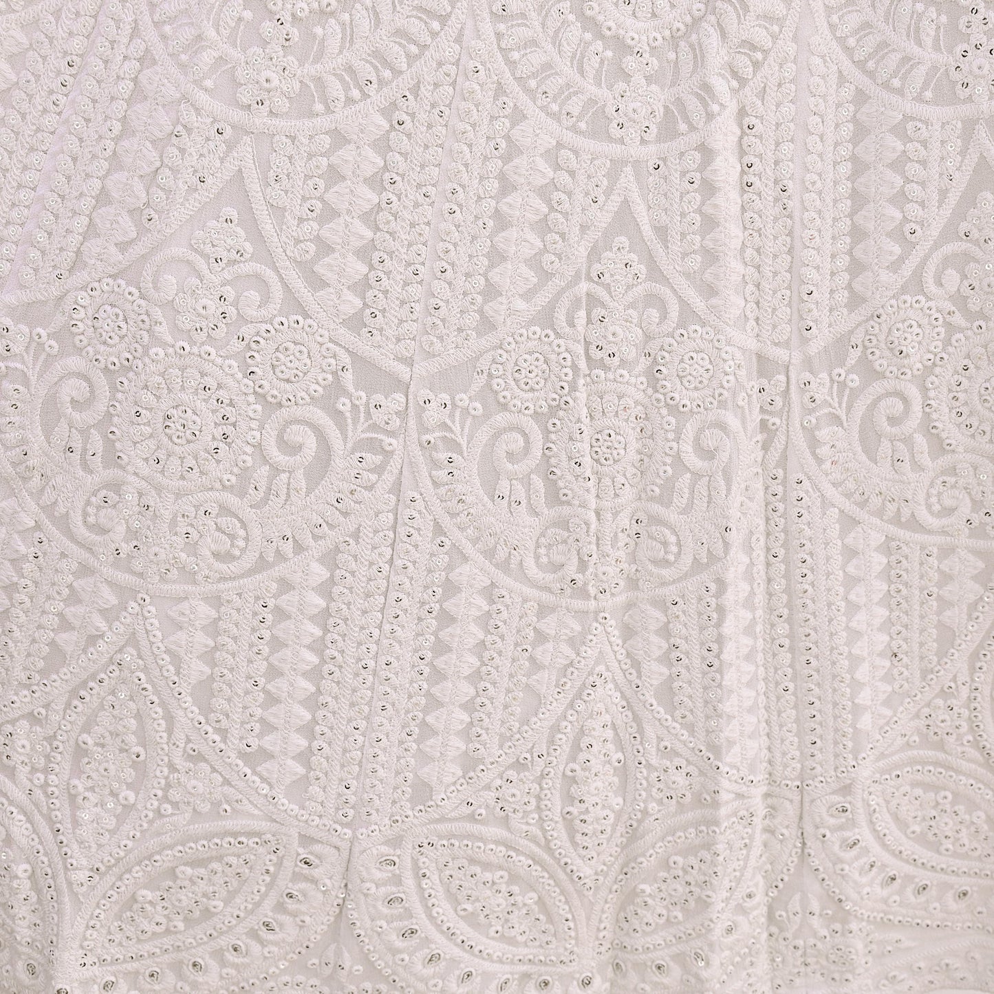 Indian Pre-owned Ivory Embroidered Lehenga/Skirt By Designer dimple shroff Pure Georgette Silk