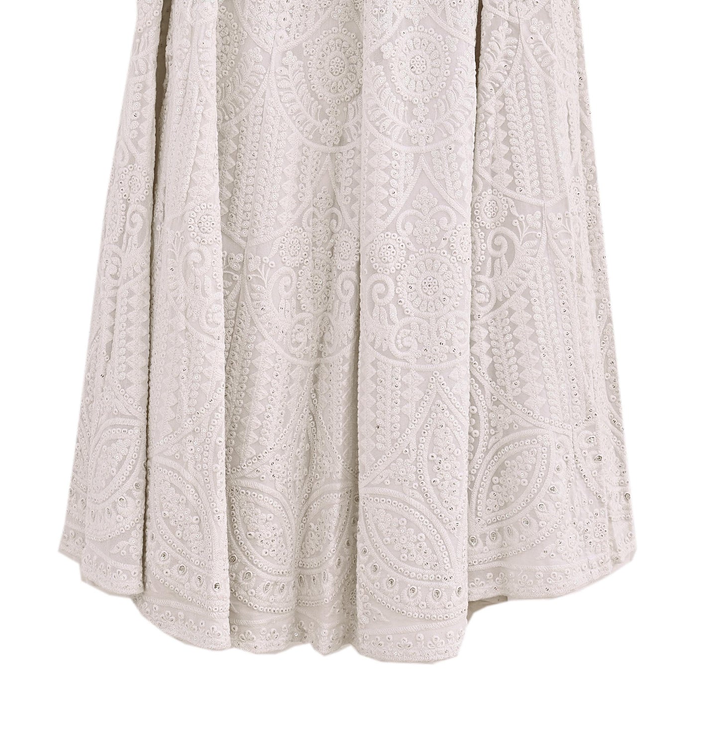 Indian Pre-owned Ivory Embroidered Lehenga/Skirt By Designer dimple shroff Pure Georgette Silk