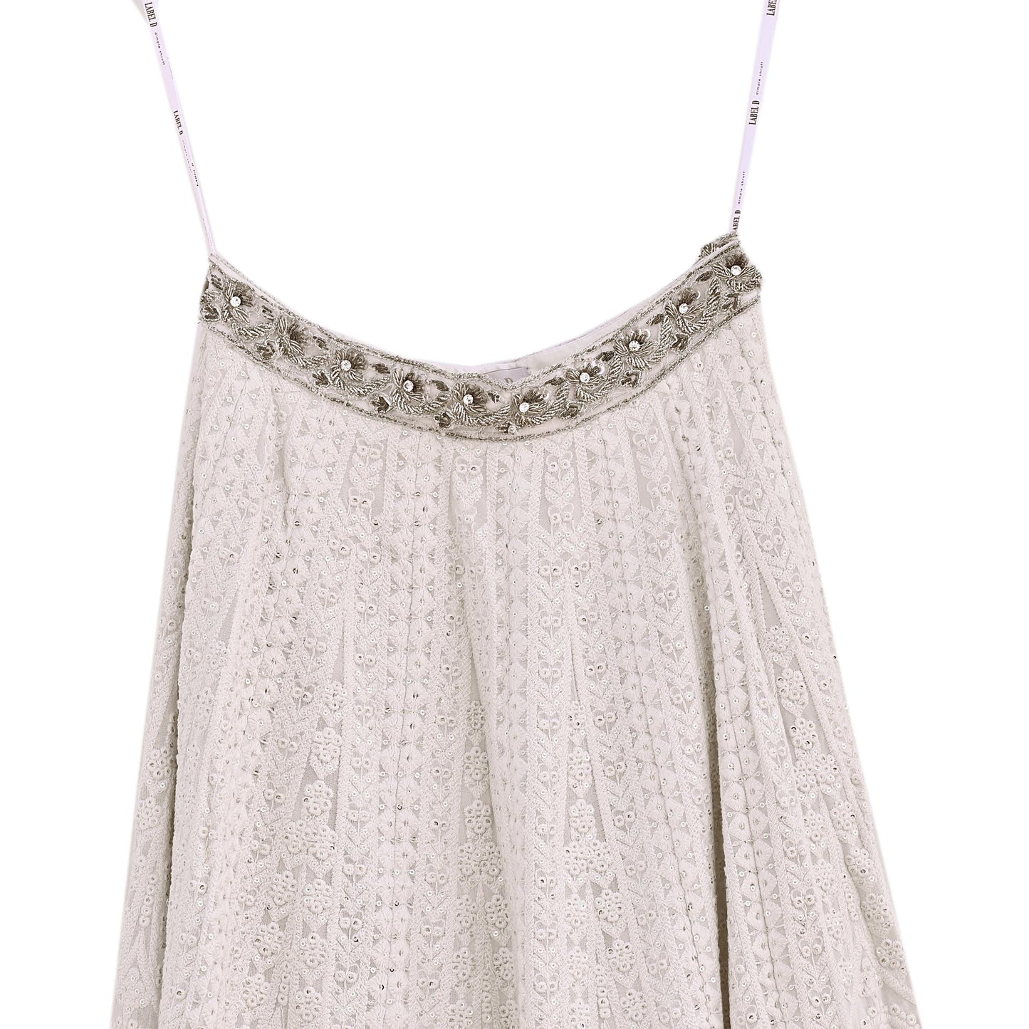 Indian Pre-owned Ivory Embroidered Lehenga/Skirt By Designer dimple shroff Pure Georgette Silk