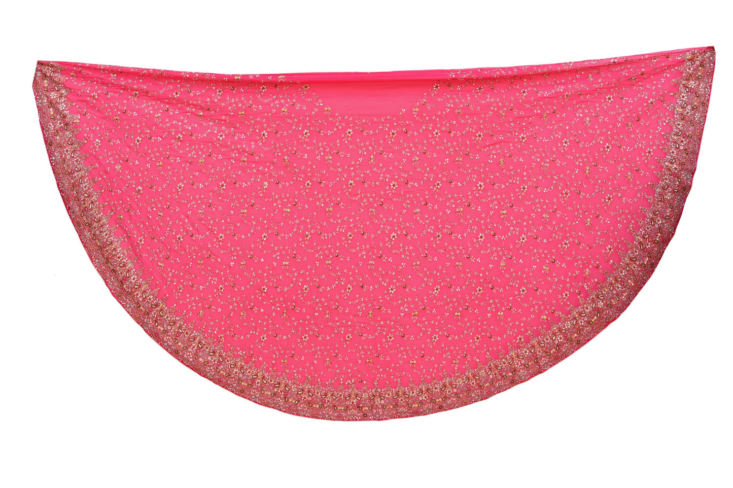 Indian Vintage Pink Pure Georgette Silk Hand Embroidered Lehenga 2pcs Set, Bollywood Wedding Wear