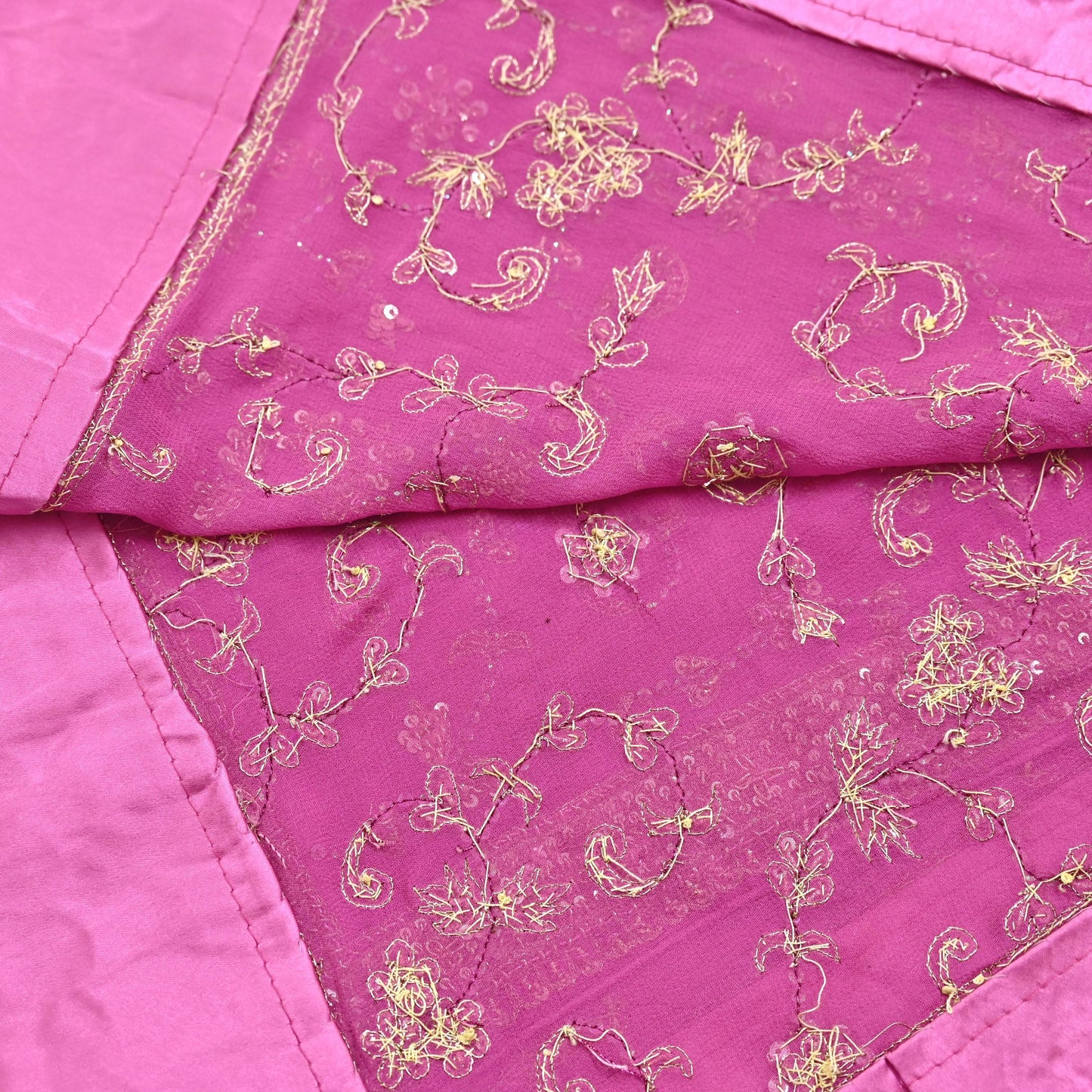Indian Vintage Heavy Pink Bridal Dupatta Pure Georgette Silk Hand Embroidered Zardozi, Dabka, Zari Work Party Wear Long Stole
