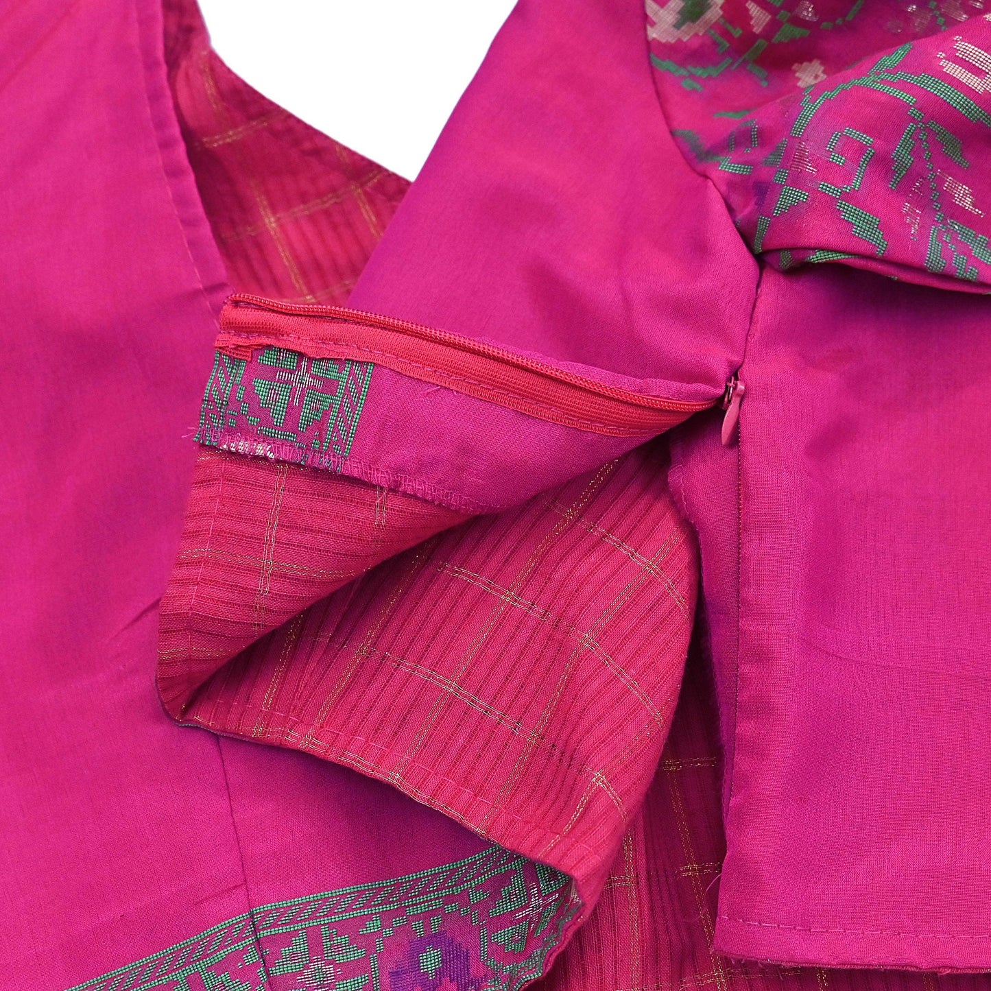 Indian Pre-owned Pink pure silk Hand woven Blouse/Top/Crop L Size Party wear Bollywood