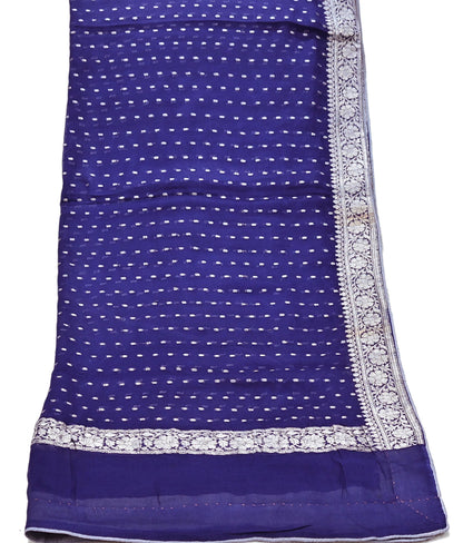 Indian Vintage Blue Dupatta Long Stole Blend Georgette Hand Woven Scarves Veil Scarf Wrap Hippie Boho Soft