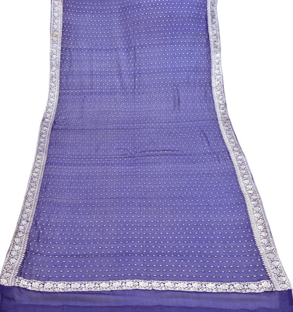 Indian Vintage Blue Dupatta Long Stole Blend Georgette Hand Woven Scarves Veil Scarf Wrap Hippie Boho Soft