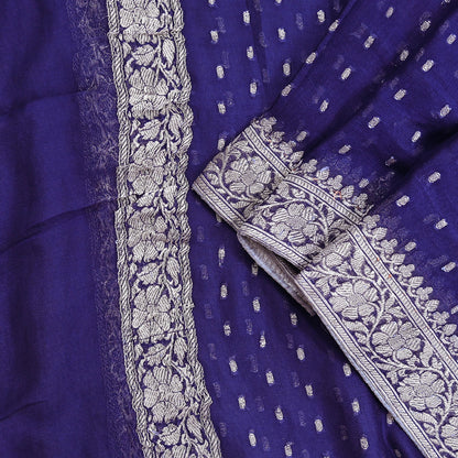 Indian Vintage Blue Dupatta Long Stole Blend Georgette Hand Woven Scarves Veil Scarf Wrap Hippie Boho Soft