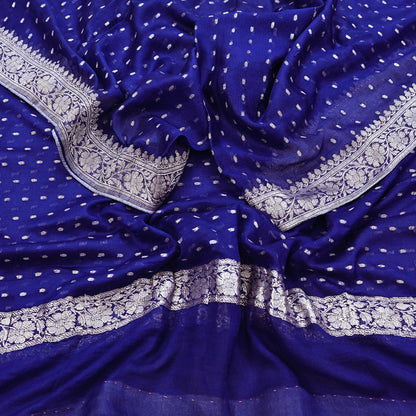 Indian Vintage Blue Dupatta Long Stole Blend Georgette Hand Woven Scarves Veil Scarf Wrap Hippie Boho Soft