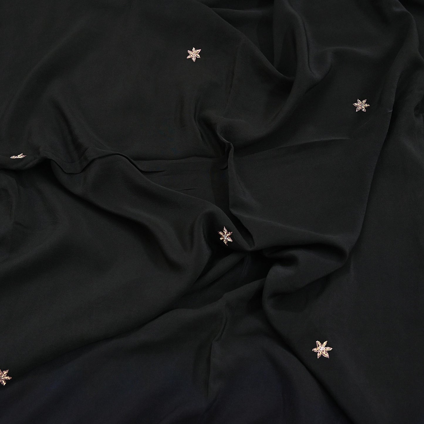 Indian Vintage Black Dupatta Long Stole Pure Crepe Silk Hand Embroidered Scarves Veil Scarf Wrap Hippie Boho Zardozi/ Dabka