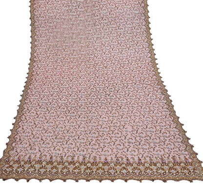Indian Vintage Heavy Wedding Maroon Dupatta Net Mesh Long Stole Hand Embroidered Scarves Golden Zardozi Zari Sequins Dridal Veil Hijab