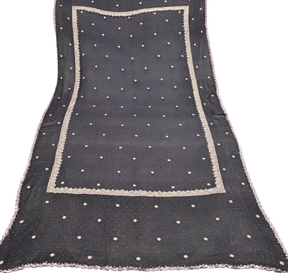 Indian Vintage Black Dupatta Pure Georgette silk Long Stole Hand Embroidered Scarves Stole Veil Wrap Sequins