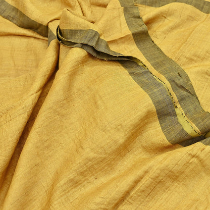 Indian Vintage Green & Yellow Saree Pure Woolen Woven Printed Sari Warm Craft Fabric 6Yd Woven Border Dress making Crafting Dress Designing