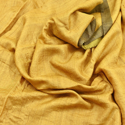 Indian Vintage Green & Yellow Saree Pure Woolen Woven Printed Sari Warm Craft Fabric 6Yd Woven Border Dress making Crafting Dress Designing