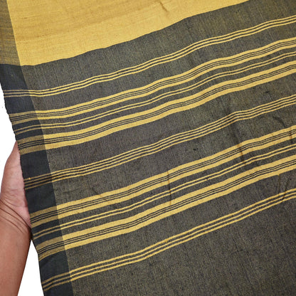 Indian Vintage Green & Yellow Saree Pure Woolen Woven Printed Sari Warm Craft Fabric 6Yd Woven Border Dress making Crafting Dress Designing