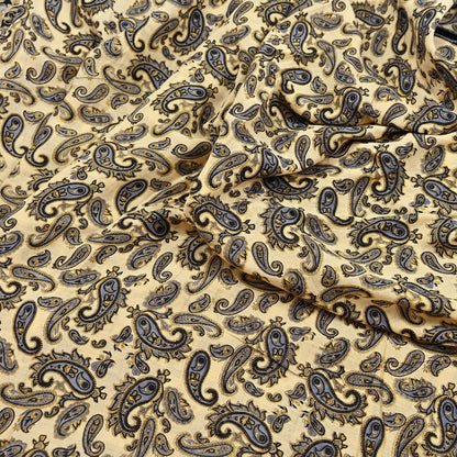 Indian Vintage Sari Beige & Black Printed 100% Pure Cotton Sarees Craft Fabric 5Yard Sewing Sarong Wrap Boho Dress making Quilting Soft