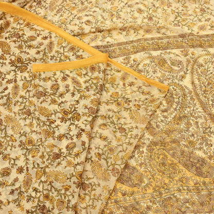 Indian Vintage Sari Chiffon Printed Sarees 5Yd Craft Fabric Sewing Soft Light Sari Dress Making Quilting For Crating