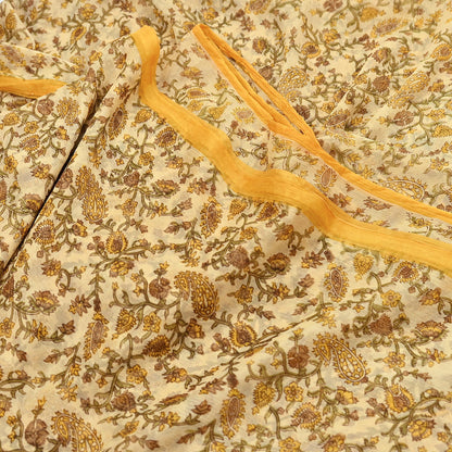 Indian Vintage Sari Chiffon Printed Sarees 5Yd Craft Fabric Sewing Soft Light Sari Dress Making Quilting For Crating