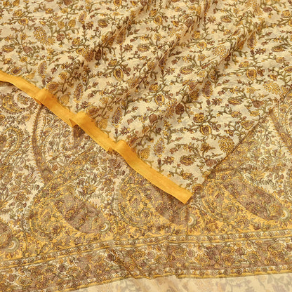 Indian Vintage Sari Chiffon Printed Sarees 5Yd Craft Fabric Sewing Soft Light Sari Dress Making Quilting For Crating