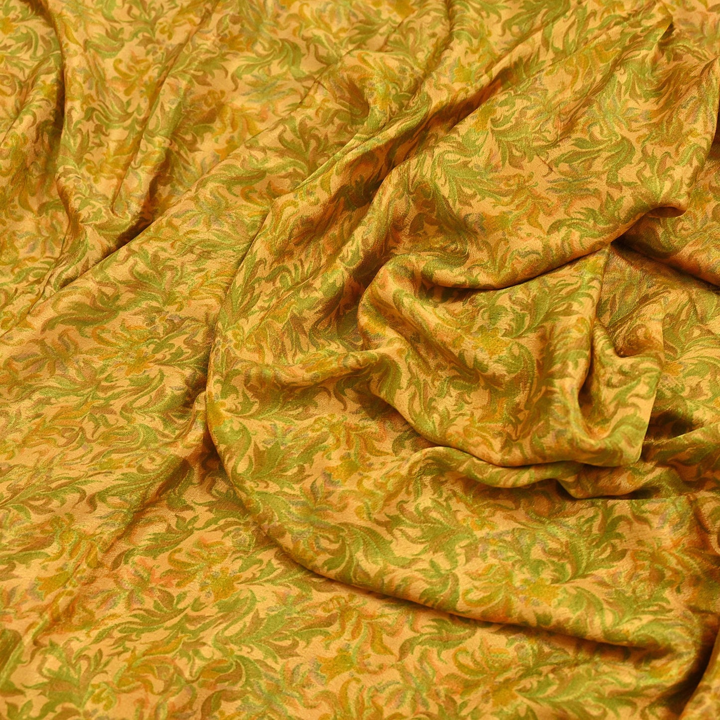 Indian Vintage Sari Mustard Pure Silk Printed Saree Fabric 5yard Sewing Craft Fabric DressMaking Soft Wrap