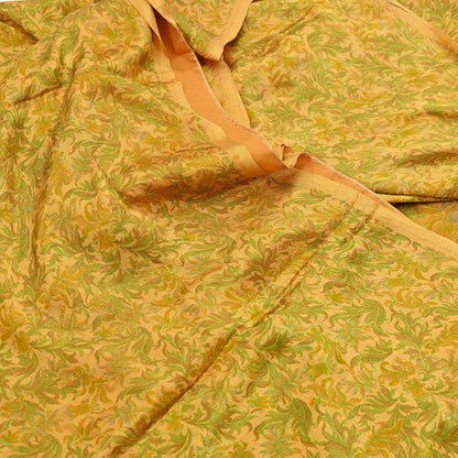 Indian Vintage Sari Mustard Pure Silk Printed Saree Fabric 5yard Sewing Craft Fabric DressMaking Soft Wrap