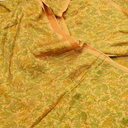 Indian Vintage Sari Mustard Pure Silk Printed Saree Fabric 5yard Sewing Craft Fabric DressMaking Soft Wrap