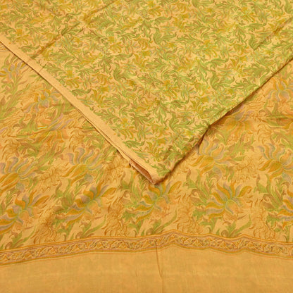 Indian Vintage Sari Mustard Pure Silk Printed Saree Fabric 5yard Sewing Craft Fabric DressMaking Soft Wrap