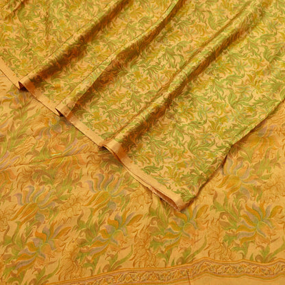 Indian Vintage Sari Mustard Pure Silk Printed Saree Fabric 5yard Sewing Craft Fabric DressMaking Soft Wrap