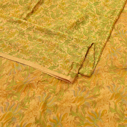 Indian Vintage Sari Mustard Pure Silk Printed Saree Fabric 5yard Sewing Craft Fabric DressMaking Soft Wrap