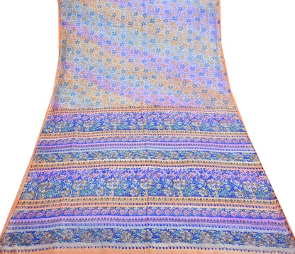 Indian Vintage Multi Saree 100% Pure Silk Printed Sari Craft Fabric 5yd Sewing Dress Making Soft Floral Crafting Quilting Upcycle