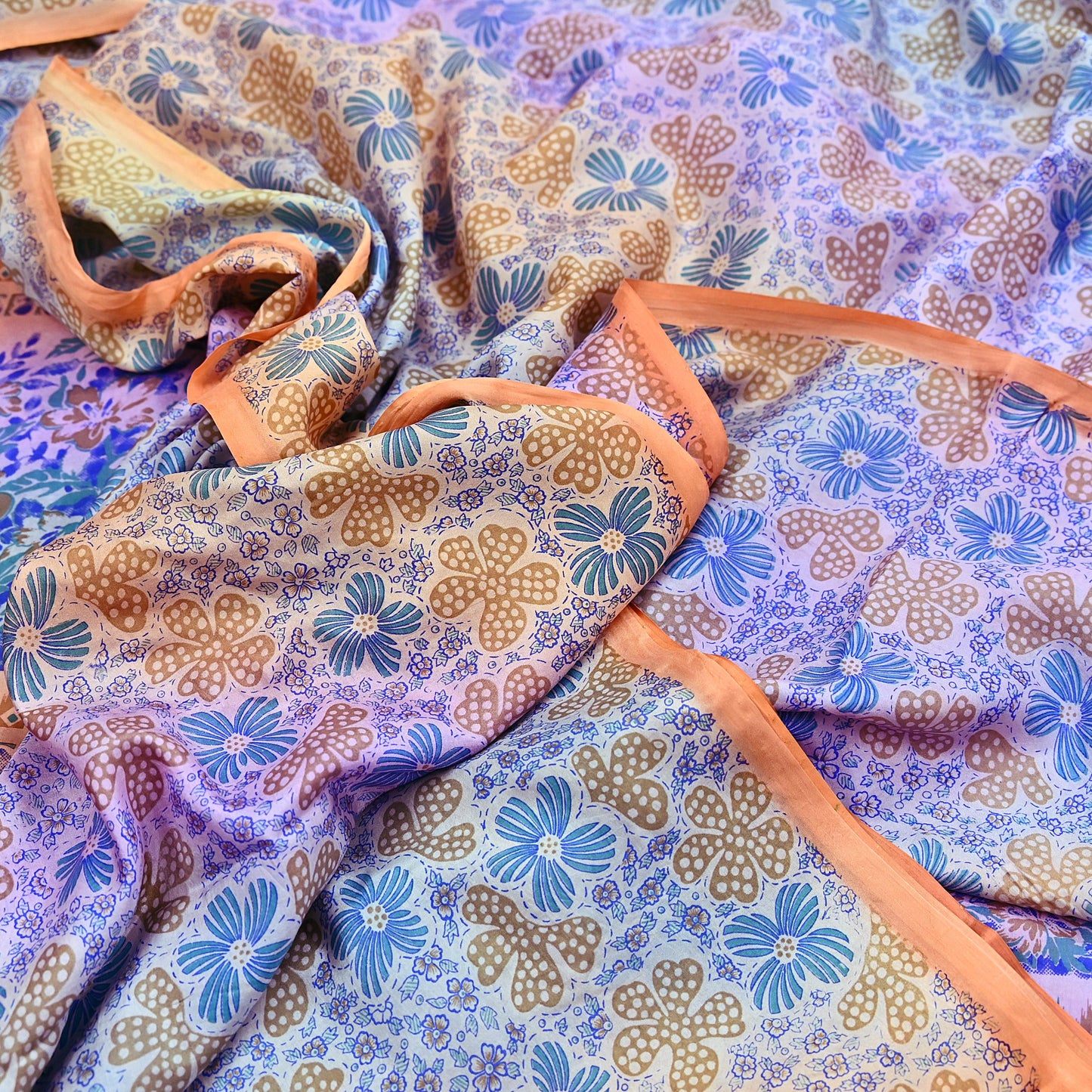 Indian Vintage Multi Saree 100% Pure Silk Printed Sari Craft Fabric 5yd Sewing Dress Making Soft Floral Crafting Quilting Upcycle