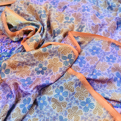 Indian Vintage Multi Saree 100% Pure Silk Printed Sari Craft Fabric 5yd Sewing Dress Making Soft Floral Crafting Quilting Upcycle