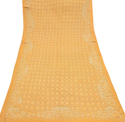 Indian Vintage Dupatta Mustard Pure Georgette silk Long Stole Hand Embroidered ari work Scarves Stole Veil Wrap