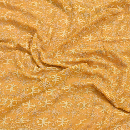Indian Vintage Dupatta Mustard Pure Georgette silk Long Stole Hand Embroidered ari work Scarves Stole Veil Wrap