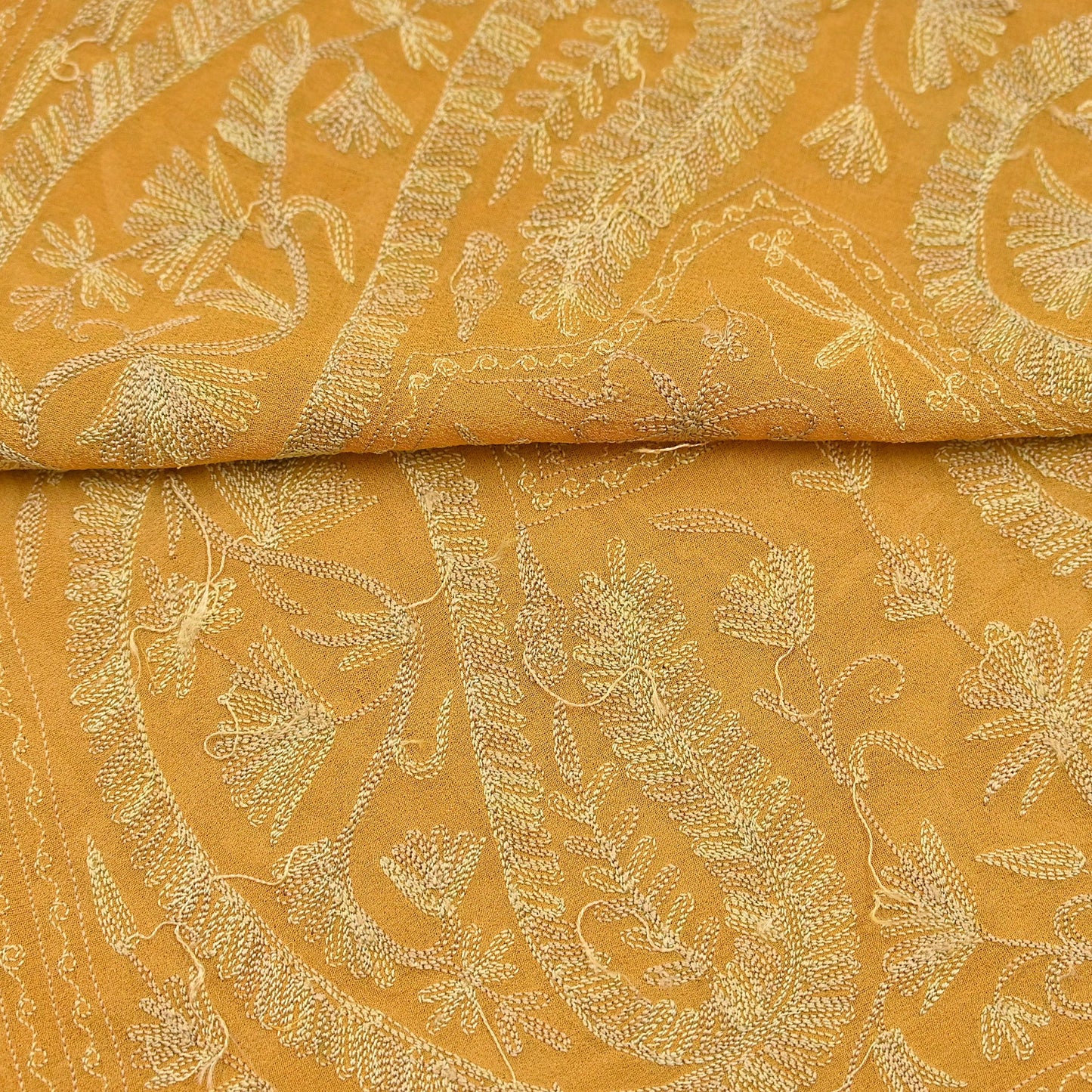 Indian Vintage Dupatta Mustard Pure Georgette silk Long Stole Hand Embroidered ari work Scarves Stole Veil Wrap