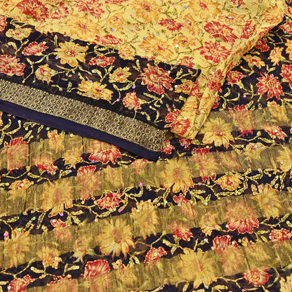 Indian Vintage Dupatta Long Stole Hand Embroidered kantha stole Blend Cotton Scarves Veil Wrap Soft Floral Sequins
